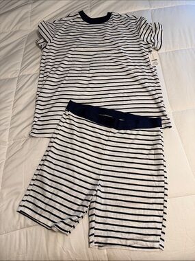 Loft woman’s  Navy & White Stripe Cotton Shorts lounge medium